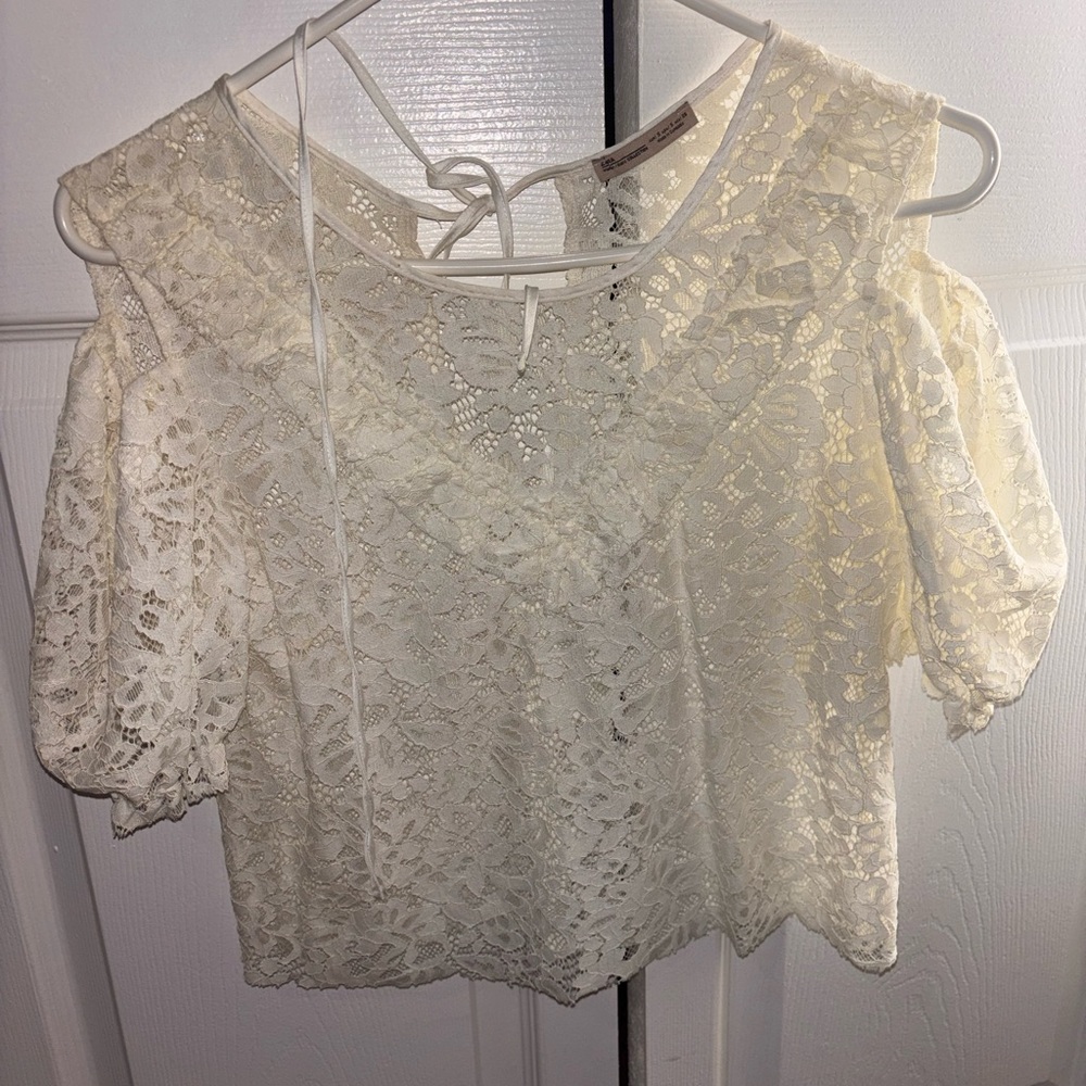 Elegant Cream Lace Women Top
